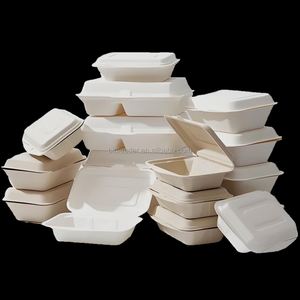 Contenedor Desechable Biodegradable de Bagazo de Caña de Azúcar con Tapa, Contenedor Compostable para Comida para Llevar, Envase para Comida Rápida - Product Image 4