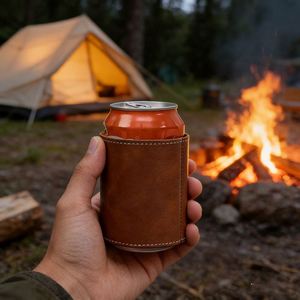PU Leather <b>Beer</b> Can Cooler Holder Laser Engraved Groomsmen Gift Beverage Stand Custom Drink Sleeve for Party Events - Product Image 1