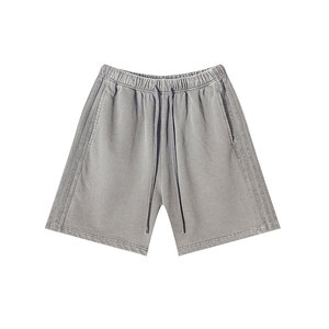 Short en coton uni pour hommes (350G) Style décontracté respirant pour les jours d'été - Product Image 1