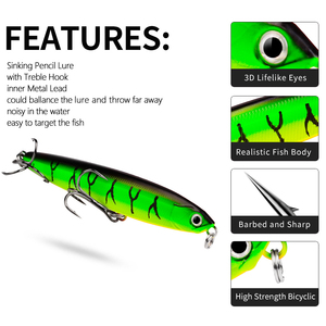เหยื่อปลอมแบบจมน้ำ ABS Hard Pencil Lure น้ำหนัก 10/14/18/24 กรัม สำหรับตกปลา - Product Image 2