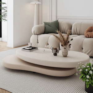 Tavolino da Caffè Rotondo Girevole Moderno Color Crema, Design Minimalista di Lusso <span class=keywords><strong>per</strong></span> Arredamento Soggiorno di Piccole Abitazioni - Product Image 5