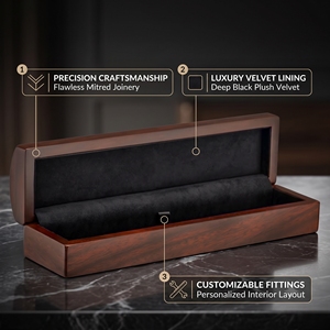 Caja de almacenamiento de bolígrafos de madera natural hecha a mano, estuche de madera premium para bolígrafos, para regalo corporativo o empresarial. - Product Image 2