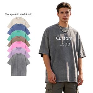 T-shirt surdimensionné vintage délavé à l'acide, prix bas, poids lourd, TKAN1037D, pour homme, 100% coton, épaules tombantes, vêtements streetwear - Product Image 1