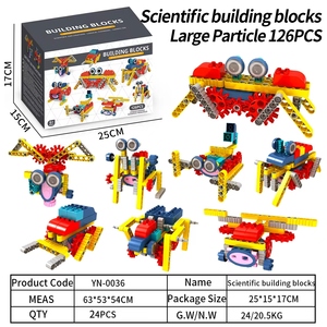 126 pièces de blocs de construction en plastique ABS, grandes particules, jouet STEM, engrenage électrique, bricolage, formes multiples, construction d'ingénierie - Product Image 6