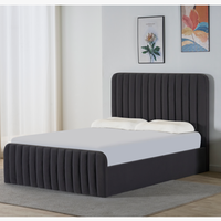 Plate-forme rembourrée de haute qualité pouf tissu en bois Double complet petit cadre de lit Double King Size avec rangement sous matelas