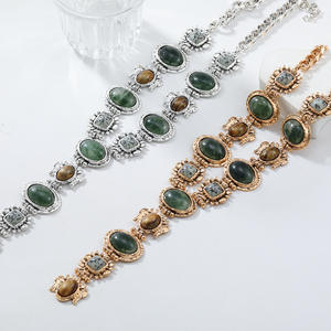 2024 Vintage Style Faux pierre naturelle chandail chaîne collier avec élégant Accent résine déclaration colliers bijoux <span class=keywords><strong>pour</strong></span> femmes - Product Image 2