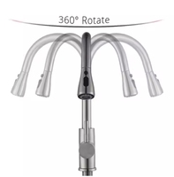Robinet de cuisine moderne rotatif à 360 degrés avec cartouche céramique, monocommande, à poser sur plan, douchette extractible pour eau chaude/froide