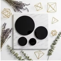 Plaque ronde en obsidienne noire avec support, miroir de divination naturel poli pour la protection contre les énergies négatives, utilisation rituelle
