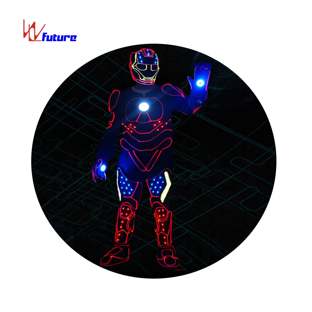 WL-0239 control inalámbrico LED disfraz de Robot LED Robot Ironman traje LED trajes luminosa ropa película de halloween traje