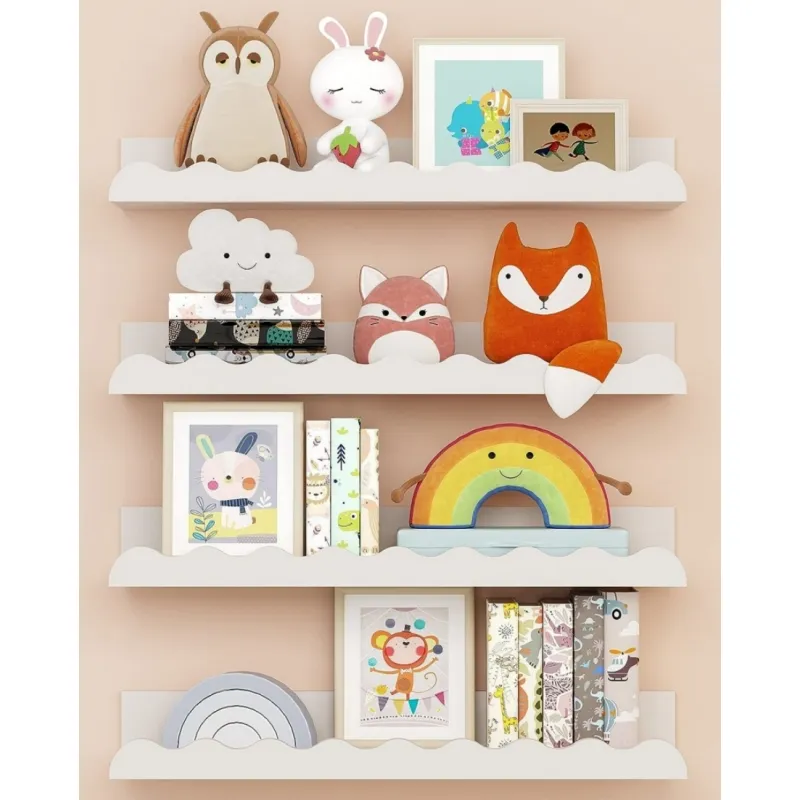 Handcrafted Wall Mounted Book Shelf Set Kids Toy Photo Frame Storage Wooden Floating Shelves For Nursery Decor