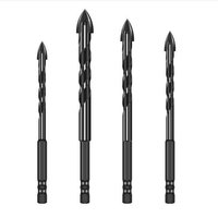 Foret à verre en carbure de tungstène à quatre lames de haute qualité, résistant à l'oxydation, avec poignée hexagonale, pour percer le verre