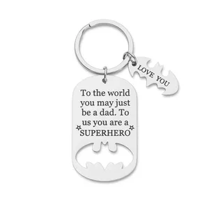Fathers Day Gifts Dad Birthday Keychain for Daddy Step Dad To Be Husband From Daughter Son Wife Kids I Love You Key Ring Pendant