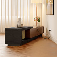 Meuble TV moderne en bois massif, unité de rangement TV de luxe extensible avec table basse, console multimédia en noyer pour appartement