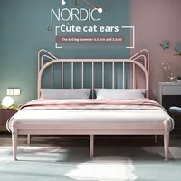 Lit simple/double pour enfants, design princesse, lit en fer moderne et simple, démontable pour la chambre à coucher