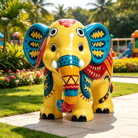 Figurine d'éléphant colorée en résine avec trompe décorée, OEM ODM, logo personnalisé, taille et couleur au choix pour la maison, le bureau, l'étagère, la décoration ou comme cadeau