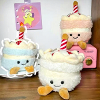 Porte-clés Peluche Gâteau d'Anniversaire Série Fruits Mignons, Jouet Doux en Peluche Courte Rembourrée, Cadeau