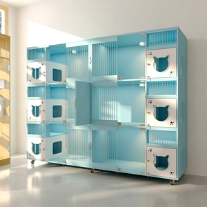 Solid <strong>Wood</strong> &amp; Glass Cat Shelter Villa Breathable Pet <strong>House</strong> - Product Image 6