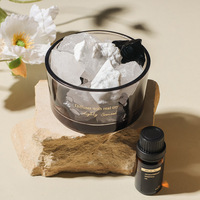 Diffuseur Cylindrique en Verre Noir pour Aromathérapie, Pierre de Cristal, Sans Flamme, Huile Essentielle, Encens d'Intérieur, Coffret Cadeau Parfumé, Traitement Inclus