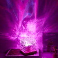 Lampe USB Aurore Boréale, projecteur LED multicolore dynamique à motif d'ondes océaniques pour la décoration de chambre à coucher, forme carrée