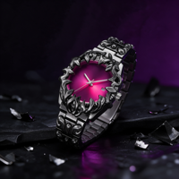 Montre à quartz gothique pour hommes et femmes, en acier inoxydable, design griffes unique, cadran rond sombre, logo personnalisé, fabricant de montres tendance