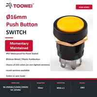 Interrupteur à bouton-poussoir momentané à verrouillage automatique TOOWEI 5A 125VAC, boîtier en plastique noir