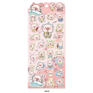Nekoni 3D lindo Kawaii <span class=keywords><strong>dibujos</strong></span> <span class=keywords><strong>animados</strong></span> cerdo hinchado pegatinas decorativas estéticas calcomanías para animales pegatinas de espuma - Product Image 5