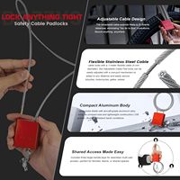 Cadenas BOZZYS durable à 3 clés, réglable, en acier et aluminium, avec câble de 1 m (3,28 pi), pour vélos, portails, casiers, usage extérieur, anodisé rouge
