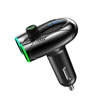 Transmisor FM para Auto con Bluetooth, Reproductor MP3, Llamadas Manos Libres, Puerto de Carga USB Tipo-C Dual, Monitor de Voltaje para Automóviles, Camionetas y Camiones