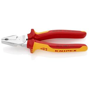 KNIPEX - 02 06 225 Pince combinée à haut levier chromée, poignées isolées avec poignées multi-composants, testée VDE - Product Image 1