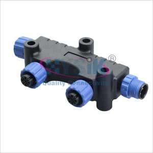 Connecteur en T NMEA2000 à double chute Connecteur M12 N2K scellé IP67 pour caméra de sécurité/détecteur de fumée - Product Image 1