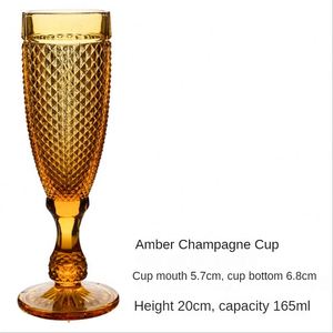 Verres à vin rouge, gobelets à jus et à champagne gravés, style rétro créatif, en verre ambré - Product Image 4