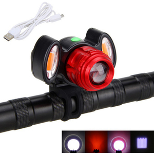 Manillar de bicicleta resistente al agua, recargable vía USB, <span class=keywords><strong>luz</strong></span> <span class=keywords><strong>delantera</strong></span> de 3LED, accesorios de seguridad <span class=keywords><strong>para</strong></span> bicicleta de montaña con <span class=keywords><strong>luz</strong></span> de advertencia roja - Product Image 5