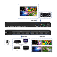 Commutateur matriciel HDMI 4x4 4K60Hz Premium, Répartiteur 4x1, 12 Modes de Division, Multi-visualisation pour Salle de Réunion, Surveillance, Mur Vidéo