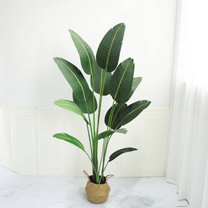 Plante artificielle en soie verte en pot, style bananier, 120 cm, toucher naturel, pour Thanksgiving et Noël - Product Image 3