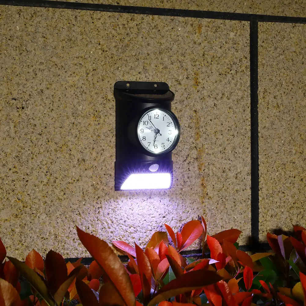 Applique murale à capteur solaire avec horloge avec 24 Led Smd capteur solaire Led mouvement de lumière pour la maison
