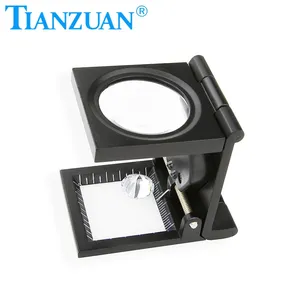 Groothandel Metalen Vouwen Vergrootglas Linnen Tester Vergrootglas Edelsteen Loep Met Led Lamp Weegschalen 10x Tianzuan