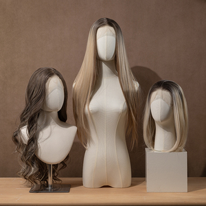 Cabeza de Maniquí para Pelucas Cubierta de Lona con Soporte Metálico para Exhibición de Pelucas, Exhibición en Escaparates de Salones y Tiendas - Product Image 2