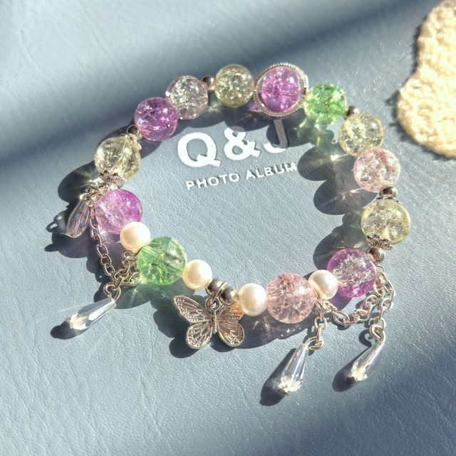 2026 Hot Sales Meteor Butterfly Pendant Glass Beaded Bracelet for Women Girls Trendy Bracelet Wholesale Jewelry Gift