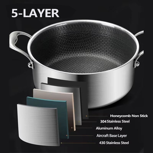 Casserole en nid d'abeille 26/28/30cm de qualité alimentaire casserole de cuisine en acier inoxydable 304 marmite à soupe casserole avec couvercle - Product Image 4