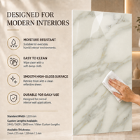 Panneau mural en PVC brillant MORLENX, effet marbre UV veiné blanc ivoire, pour projets résidentiels de luxe