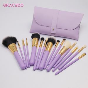 Gracedo – lot de 15 pinceaux de maquillage professionnels, violet, de luxe, de haute qualité, en bois, avec logo personnalisé - Product Image 2