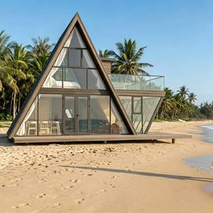 Villa Modulare Prefabbricata Moderna a Triangolo con Struttura in Acciaio, Confortevole <span class=keywords><strong>Casa</strong></span> Container per Vacanze Familiari - Product Image 1