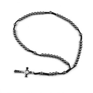 Rosario Católico de Hematita con Cruz y Cuentas de Oración para Jesús, Regalos Cristianos para el Día de Pascua - Product Image 3