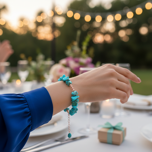 Nouveaux bracelets à breloques en pierre turquoise, en argent sterling 925 plaqué or, pour femmes, cadeau de fête, bijoux - Product Image 3