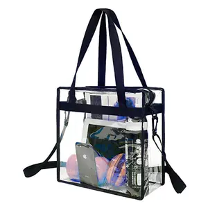 무료 샘플 신상품 사용자 정의 투명 학교 가방 작은 PVC 투명 쇼핑 Pvc 토트 가방 소녀 여성을위한 투명 가방