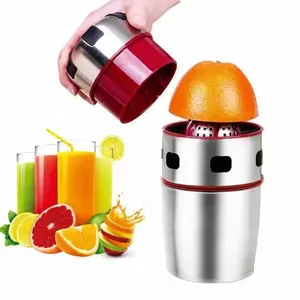 Handmatige Citruspers Draagbare Roestvrij Staal Hand Oranje Juicer Deksel Rotatie Squeezer Sinaasappelen Citroenen Mandarijnen Extractor Cup