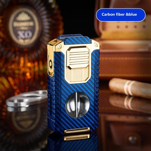 Đèn khò xì gà đa năng tích hợp dao cắt xì gà hình chữ V, ngọn lửa 3 tia, chống gió, có thể nạp lại - Product Image 6