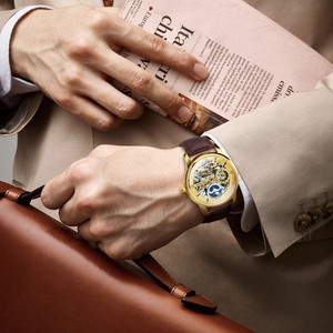 Forsining classico <span class=keywords><strong>orologio</strong></span> da uomo scheletro automatico Tourbillon orologi da uomo di lusso con cinturino in pelle lune fase <span class=keywords><strong>orologio</strong></span> meccanico - Product Image 6