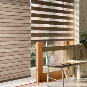 Persianas coreanas tipo cebra CHANGANE con apariencia de madera, tela de sombreado cebra Power Combi a medida, personalizadas, inteligentes, de lujo, para interiores, con control eléctrico. - Product Image 3