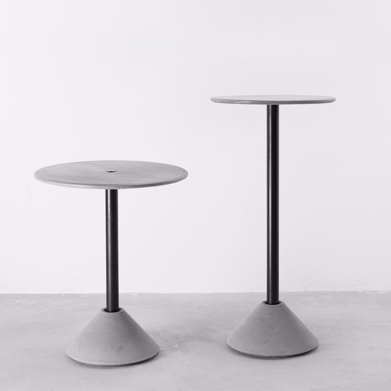 Modern square concrete side table with stainless steel base bedside cement table